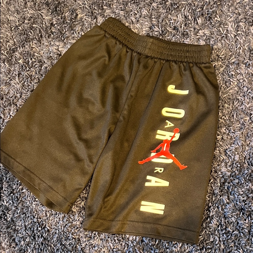 Jordan Black Athletic Shorts with Red Logo